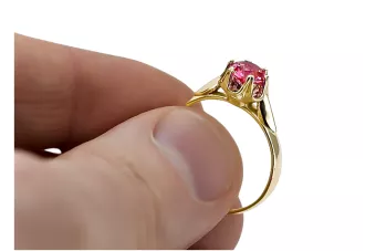 14K жълто злато Рубин Пръстен Винтидж бижута vrc122y